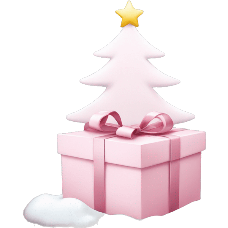 Light pink Christmas gifts under a white Christmas tree emoji