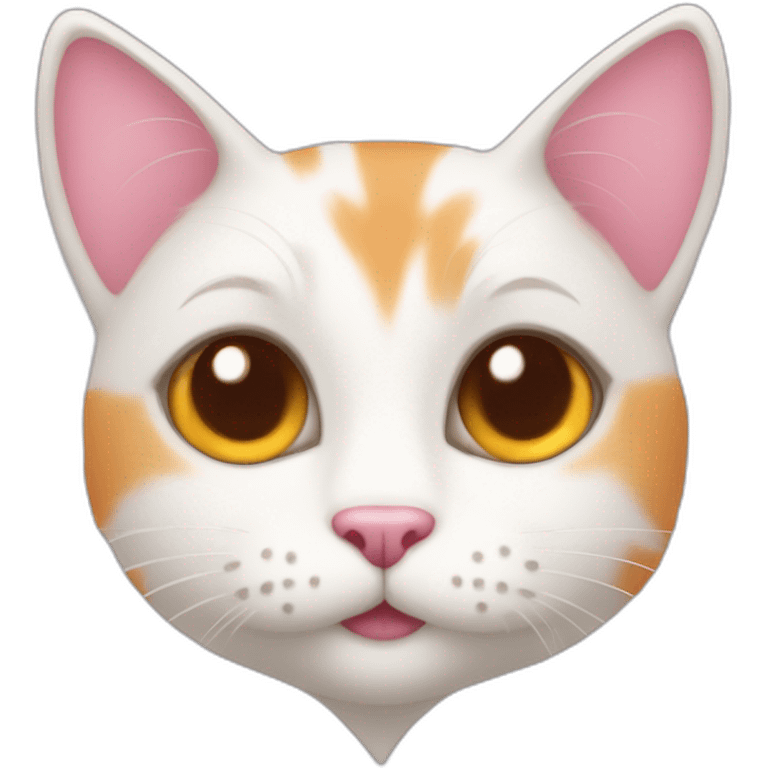 white orange cat cute with a small brown eyes and pink heart necklace emoji