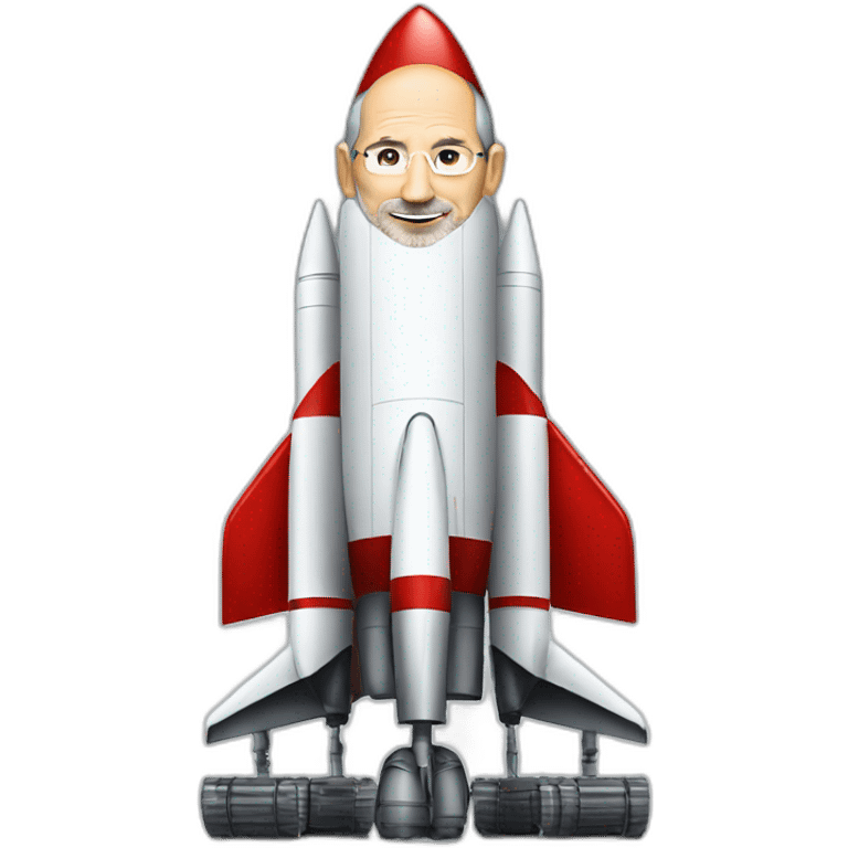 steve jobs on a rocket emoji