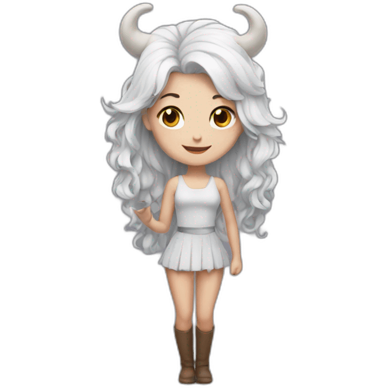 white haired girl with horns emoji