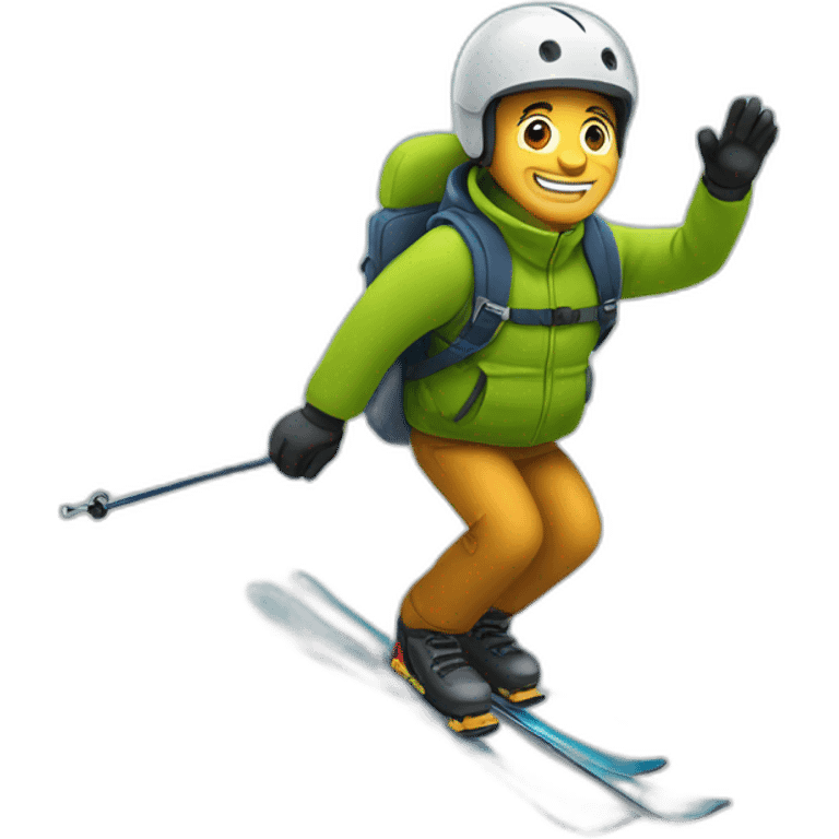 food delivery guy on skis going down a hill emoji