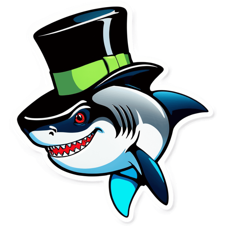 Shark with a top hat emoji