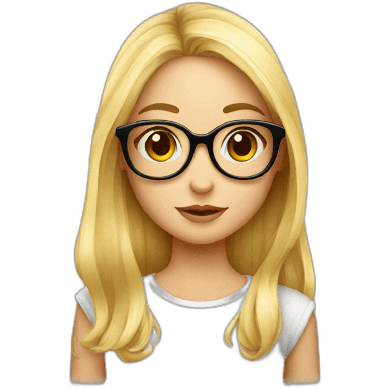 Fille blonde cheveux longs lunettes mignonne en feu emoji