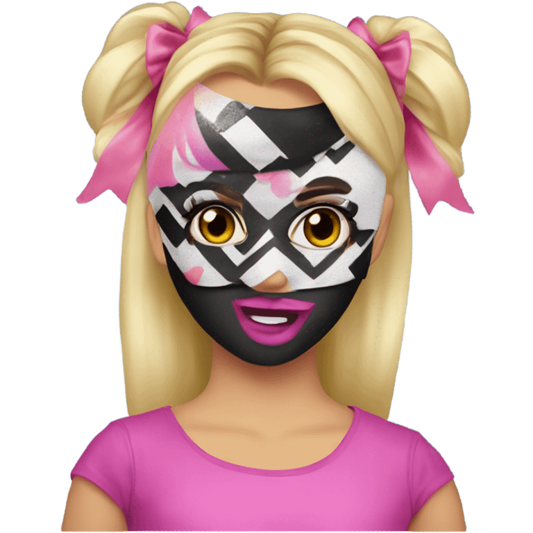 Jojo Siwa in a kiss band style mask emoji