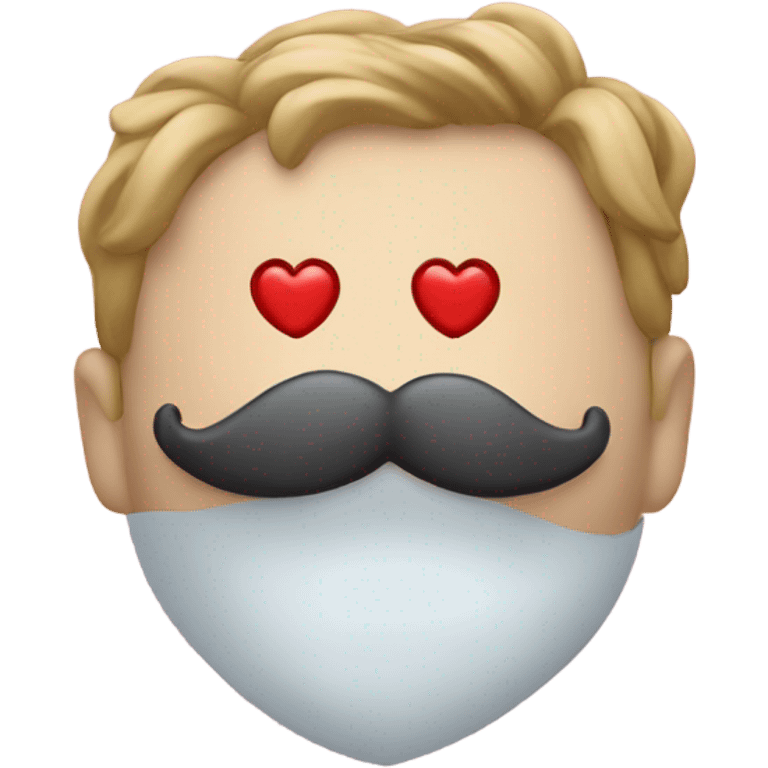 rd heart with french ustache emoji