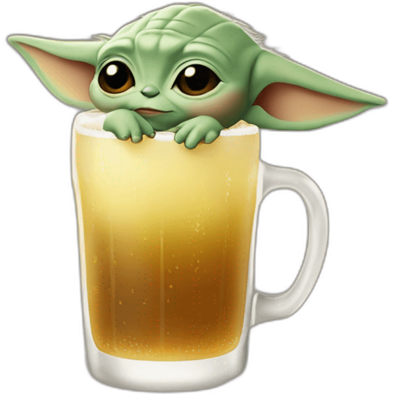 Baby yoda drink a beer emoji