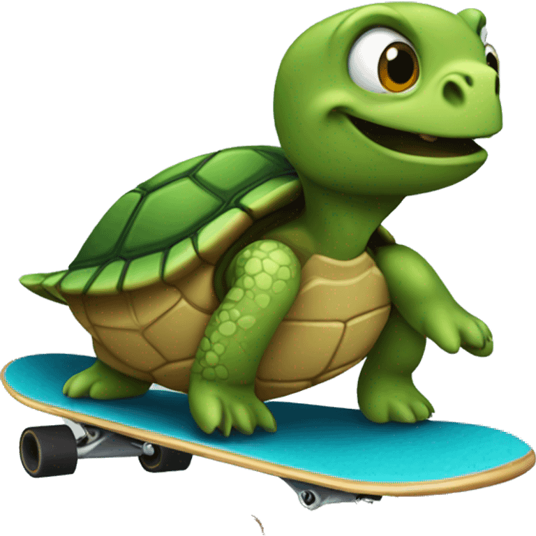 Turtle riding a skateboard  emoji