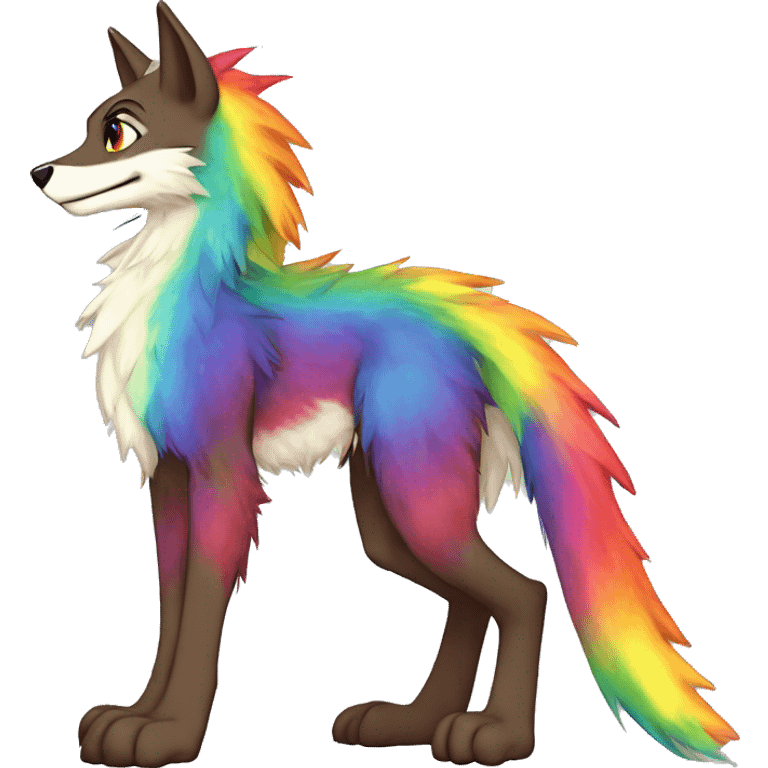 Furry, sparkle, rainbow, animal, anthro, full body, fursona, sergal-protogen emoji