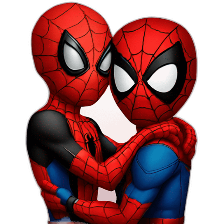 Spiderman kissing Deadpool emoji