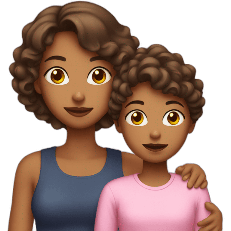 Girl with mom emoji