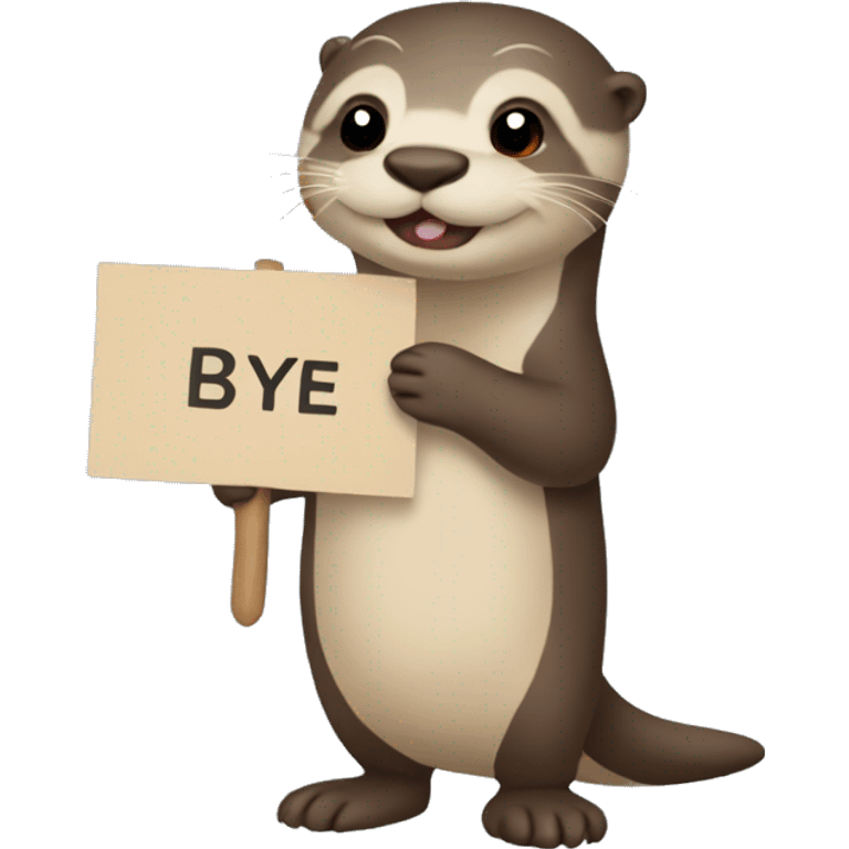 otter holding a sign with the word bye emoji