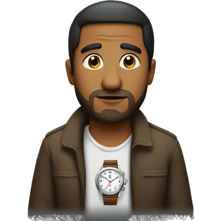 Brown Man with a watch waiting impatiently  emoji