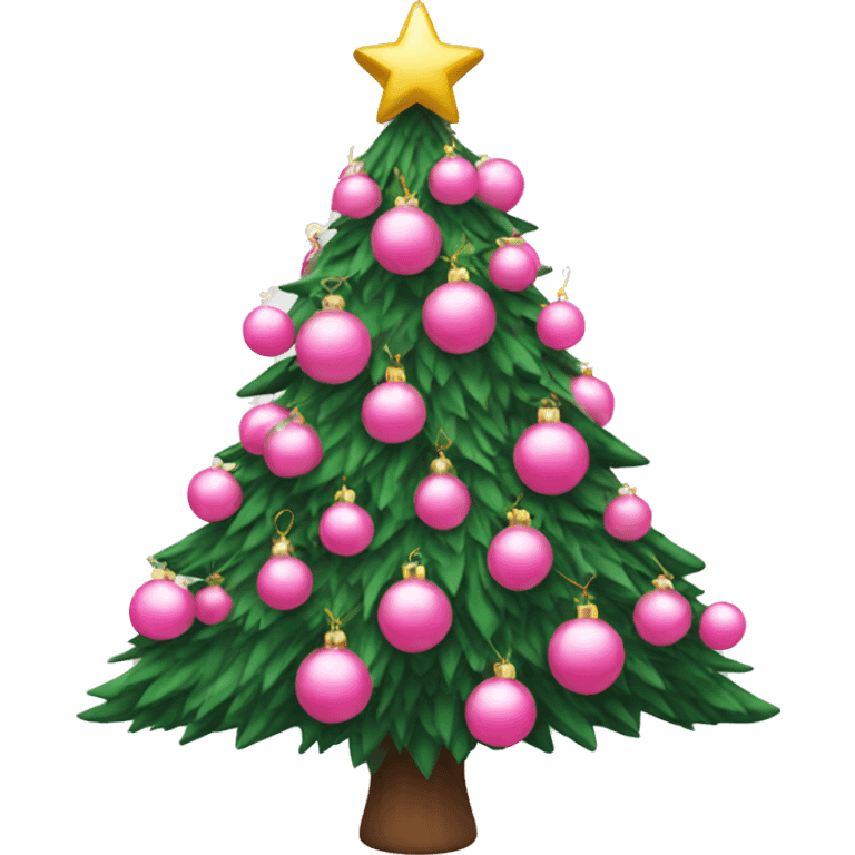 Christmas tree with pink ornaments emoji