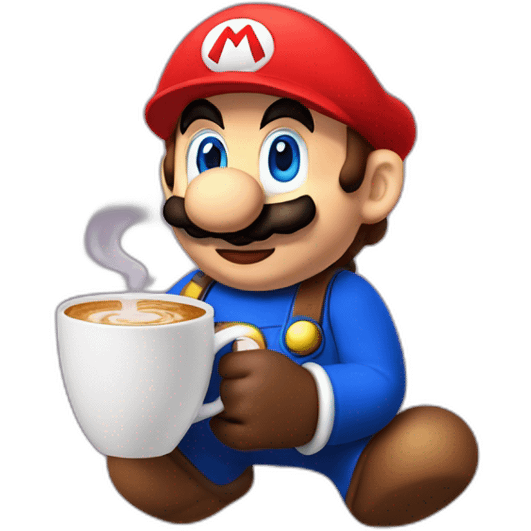 Super Mario drinking coffee emoji