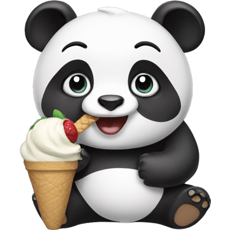 Panda eating ice cream emoji