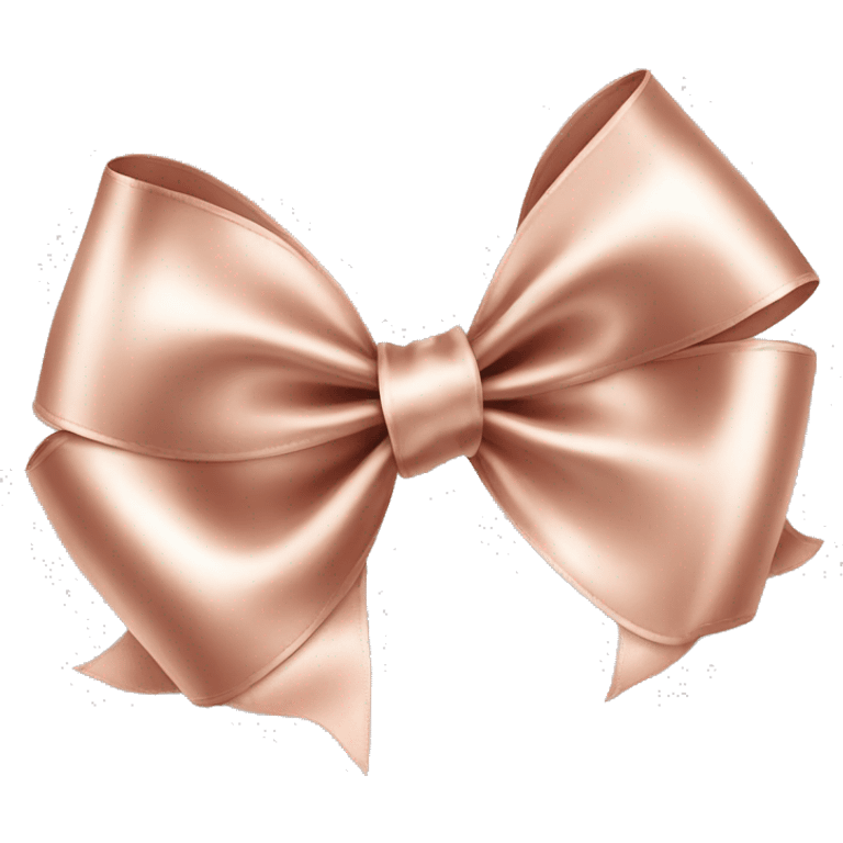 Realistic isolated rose gold shiny silk ribbon bow lined with white fur. emoji