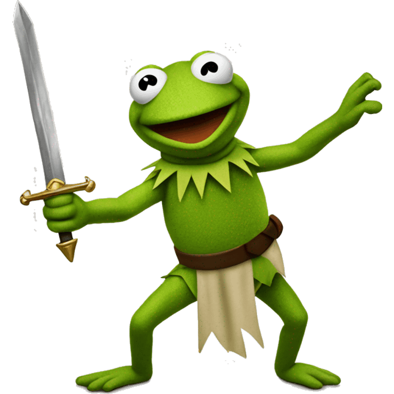 Kermit the Frog with sword emoji