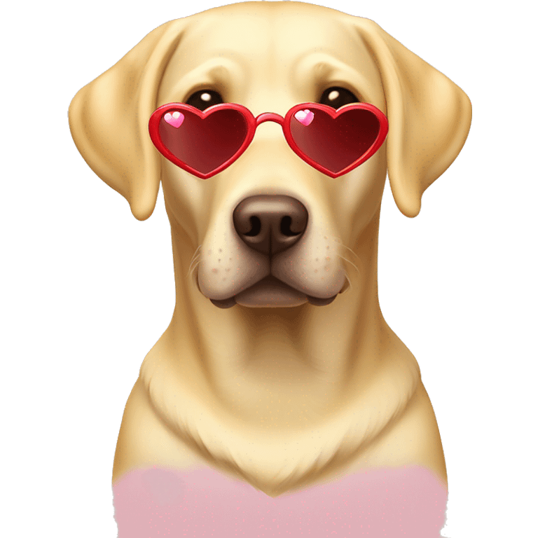 yellow labrador wearing heart sunglasses￼ emoji