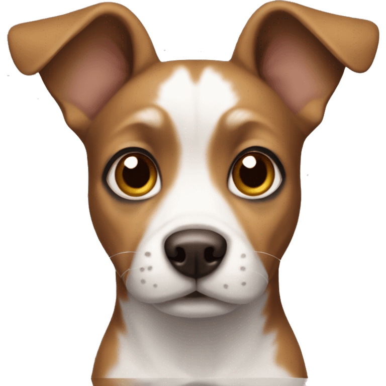 Small brown and white dog with short ears and small nose emoji