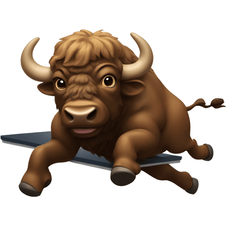 Buffalo Jumping through a folding table emoji