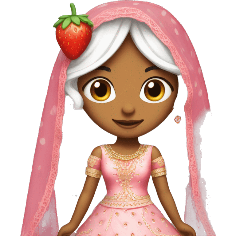 strawberry shortcake in a lehenga  emoji