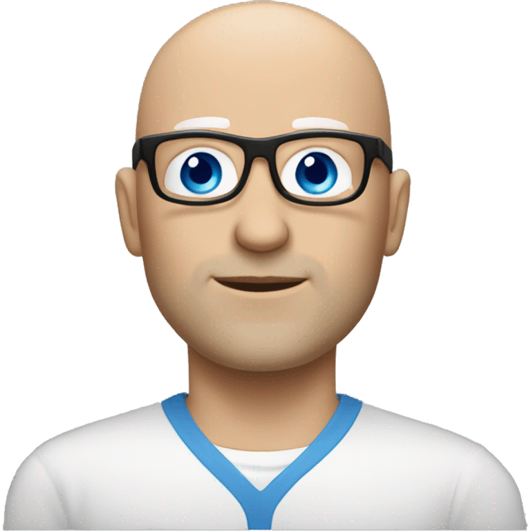 bald white man with blue eyes, stubble, glassses. black clothes emoji