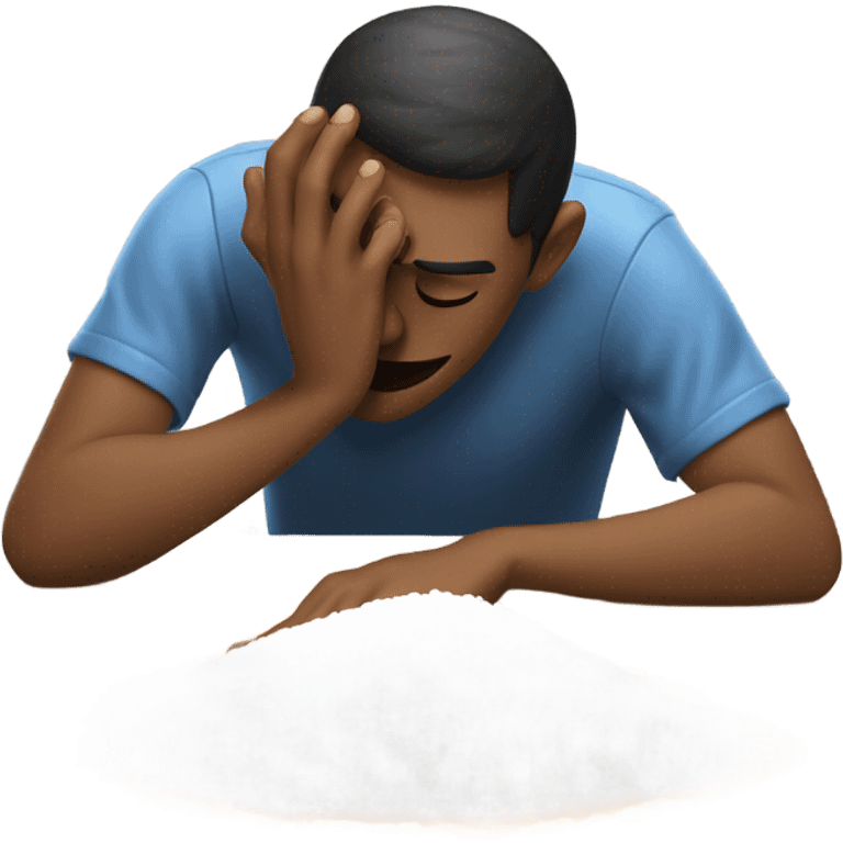 person smelling spilled salt on a table emoji