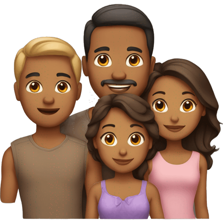 light brown skin family of 4 emoji