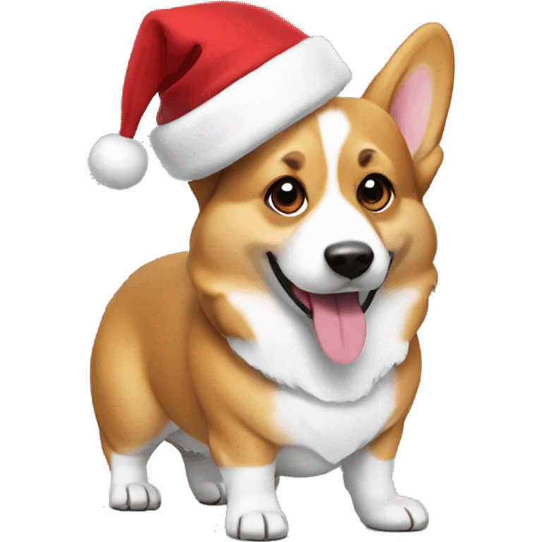 Corgi with Santa hat emoji