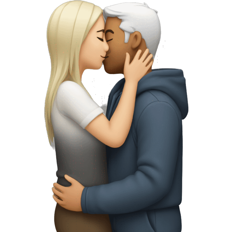 Straight Couple passionate kiss + hug emoji