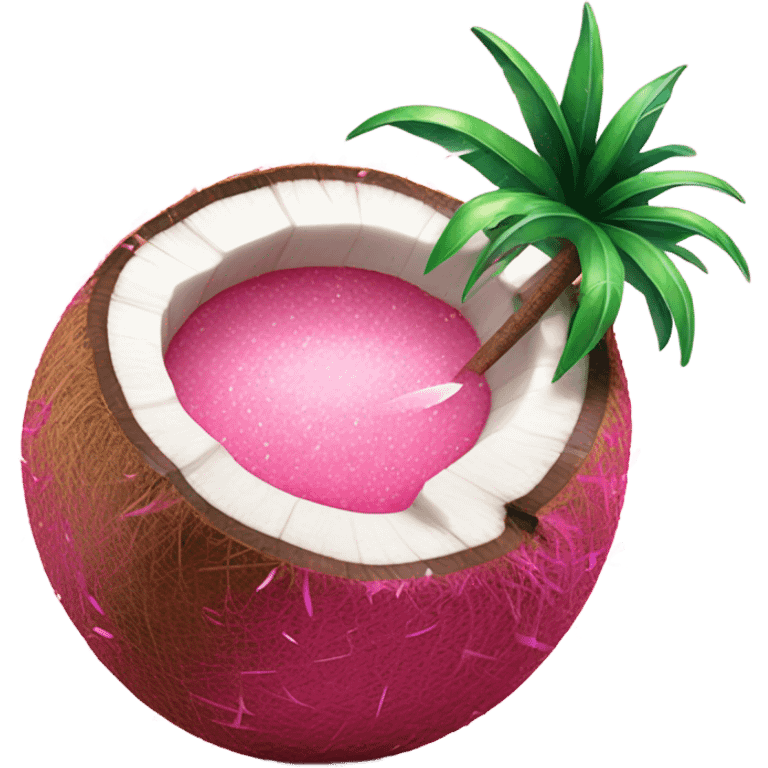 Pink coconut with juice and glitter  emoji