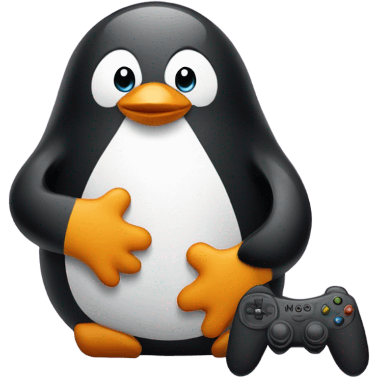 Penguin playing video games emoji