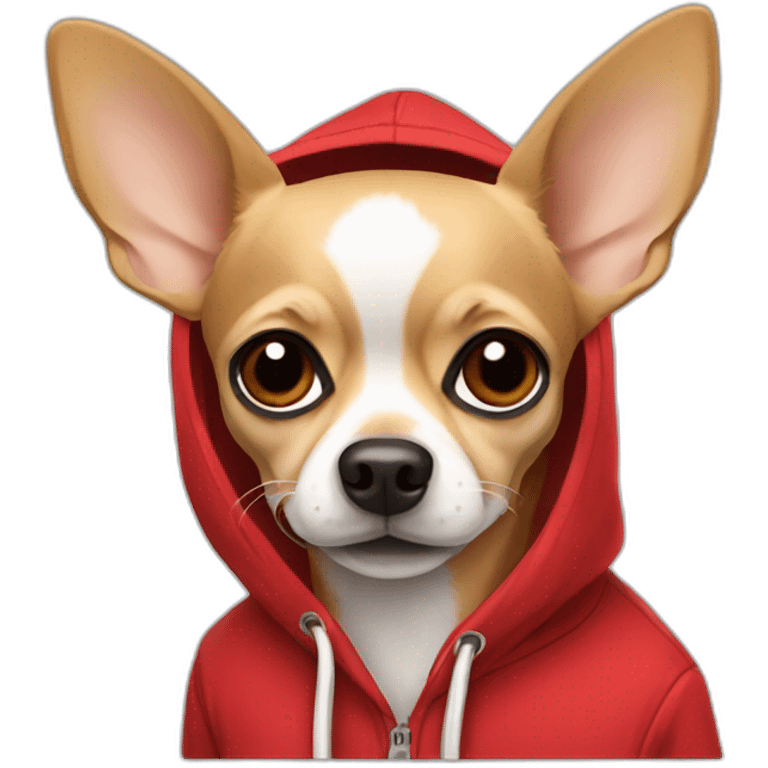 Chihuahua dog with a red hoodie emoji