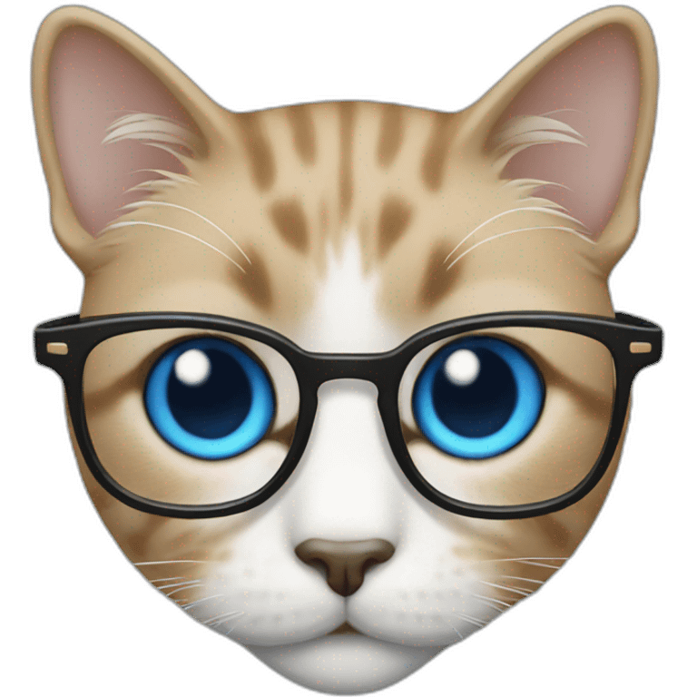 cat with blue eyes and black eyeglasses emoji