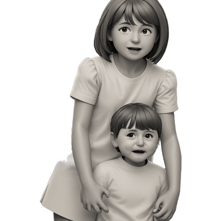 monochrome girl and boy portrait emoji