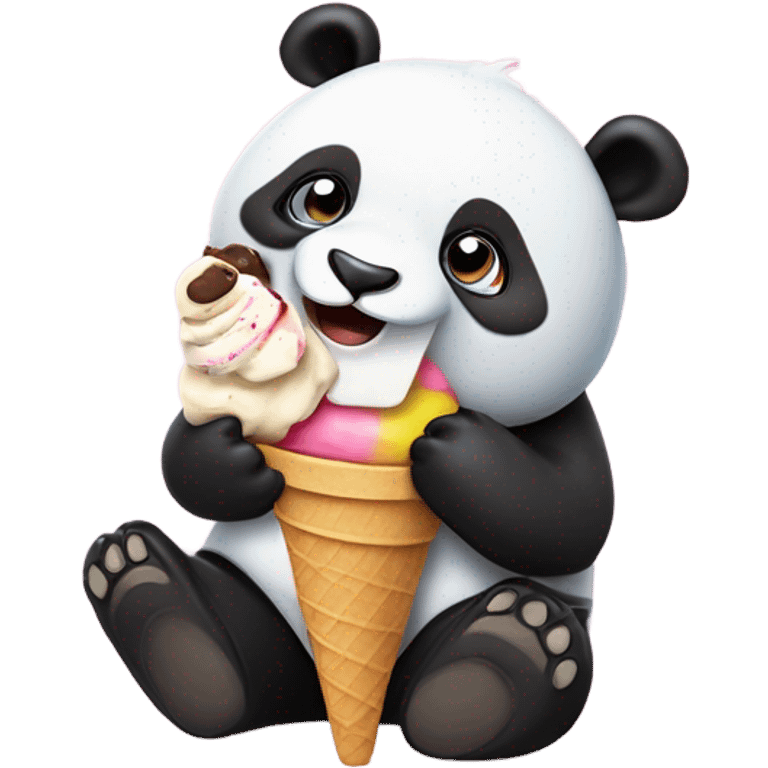 Panda eating ice cream emoji