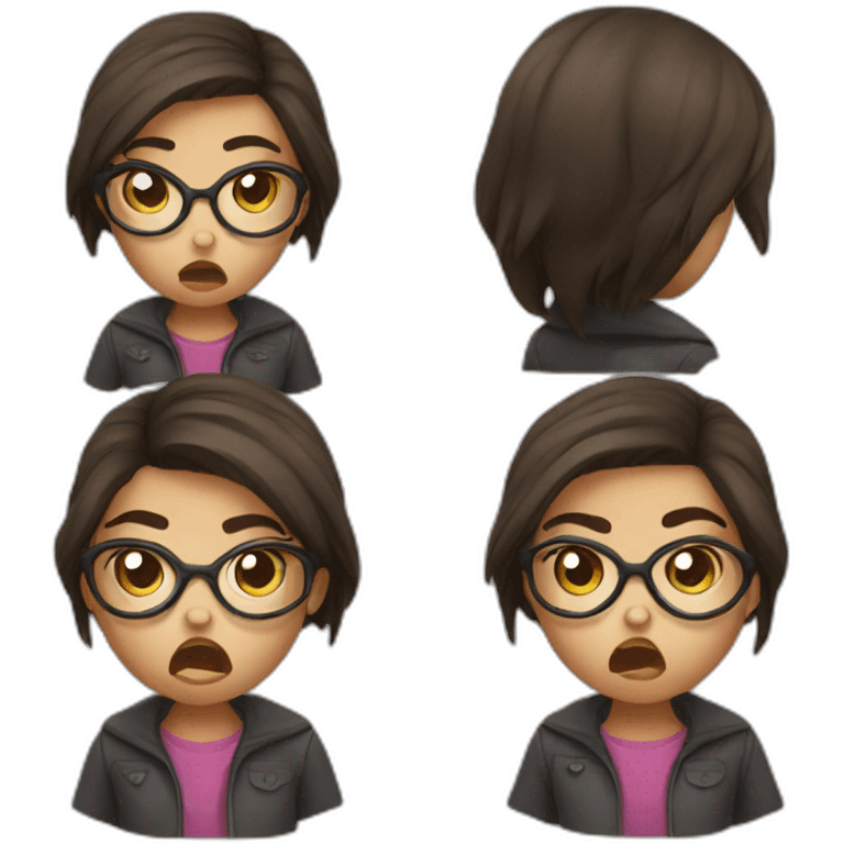 Angry girl with glasses emoji