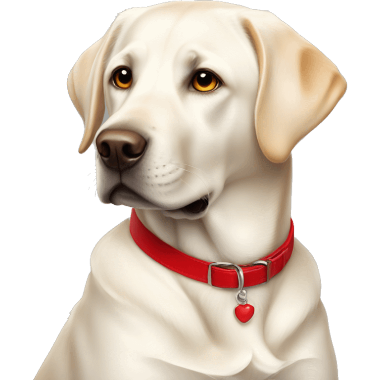 White Labrador in red collar emoji