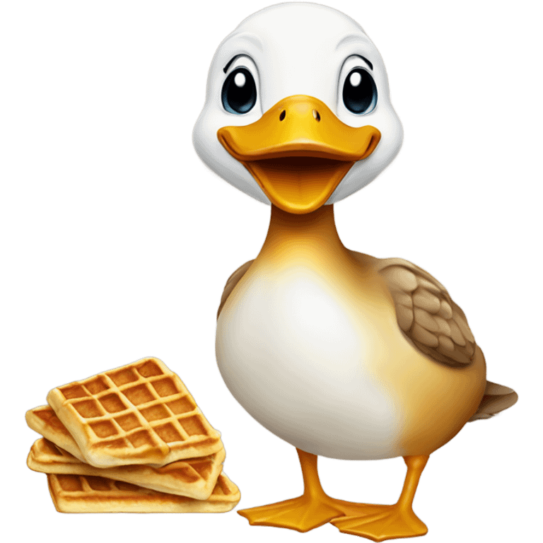 Duck eating waffles emoji