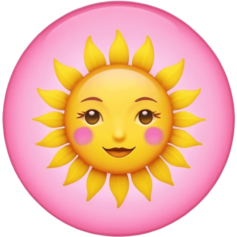 Yellow sun in a pink circle  emoji