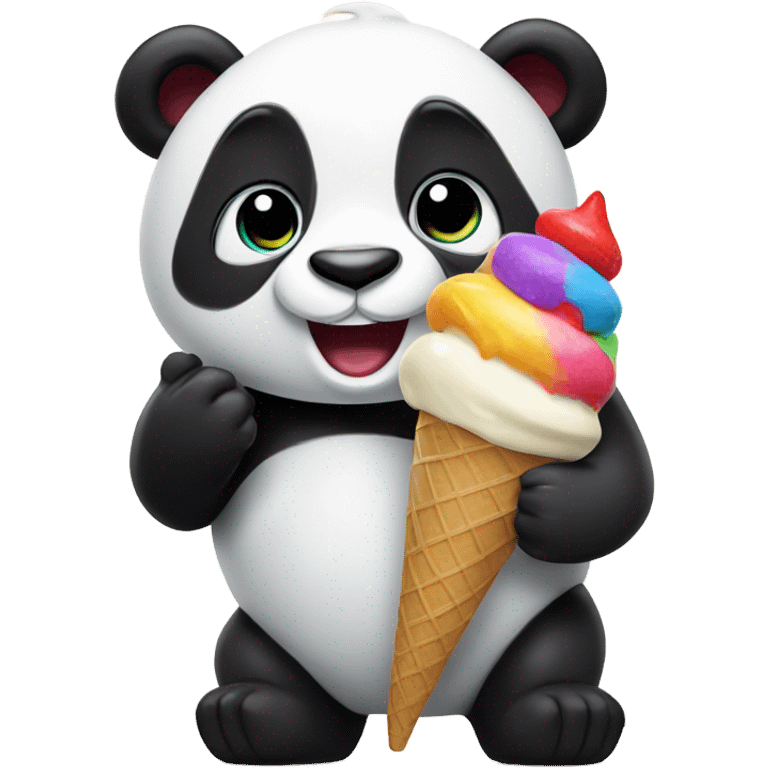 Panda eating ice cream emoji