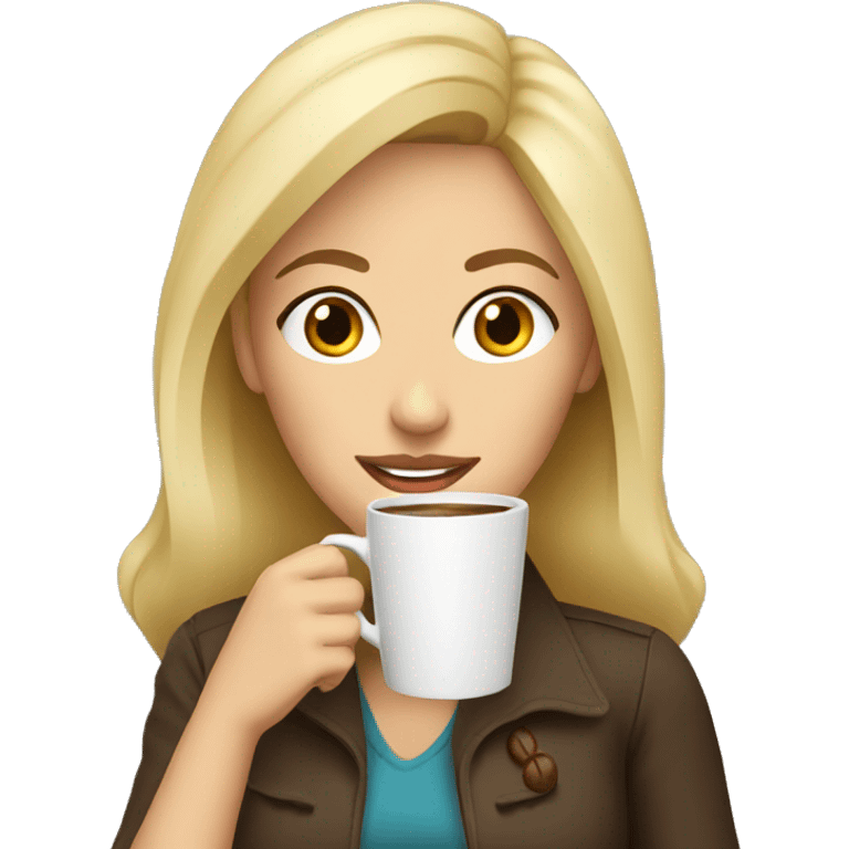 A blonde woman drinking coffee emoji