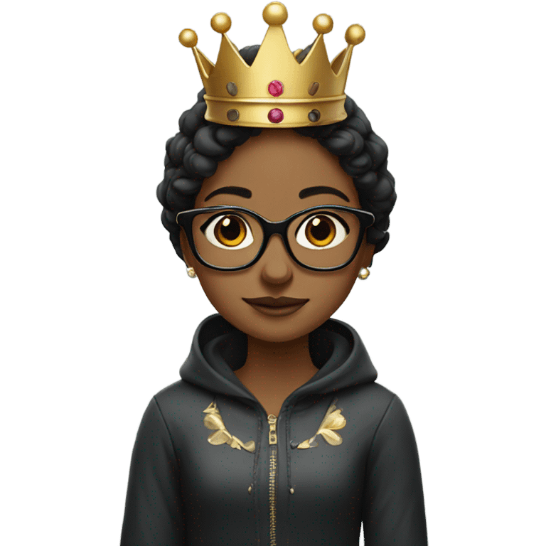 portrait of a girl wearing black glasses and a crown  emoji