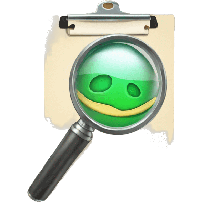 magnifying glass hovering over a clipboard emoji