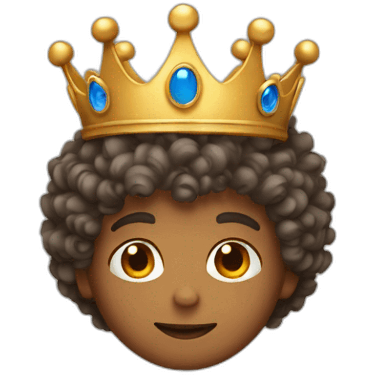 curly hair boy with a crown emoji