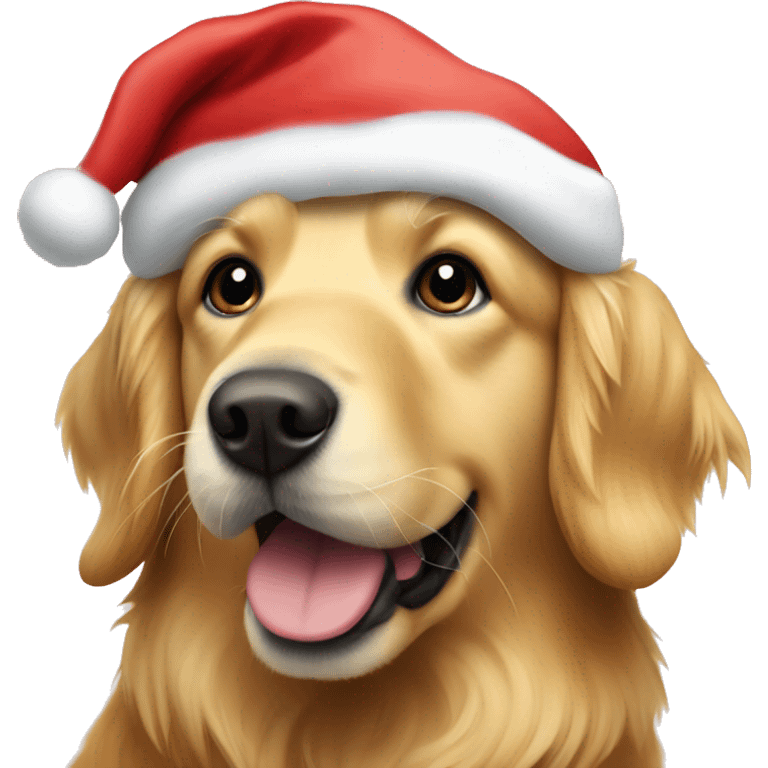 Golden retriever in Santa hat emoji