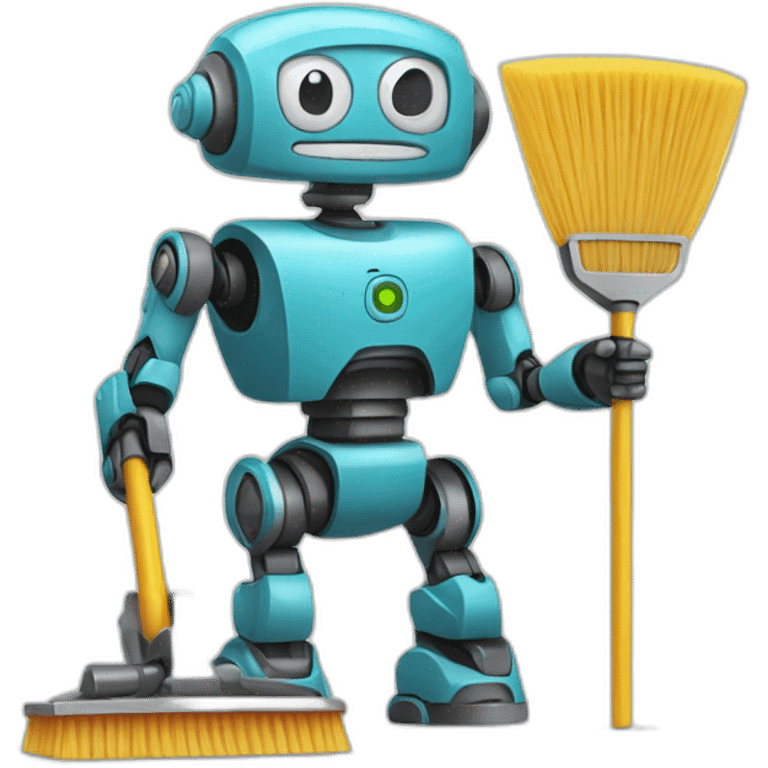 Robot with cleaning tools emoji