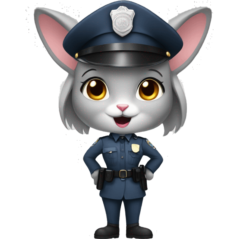 grey girl rabbit police sergeant emoji