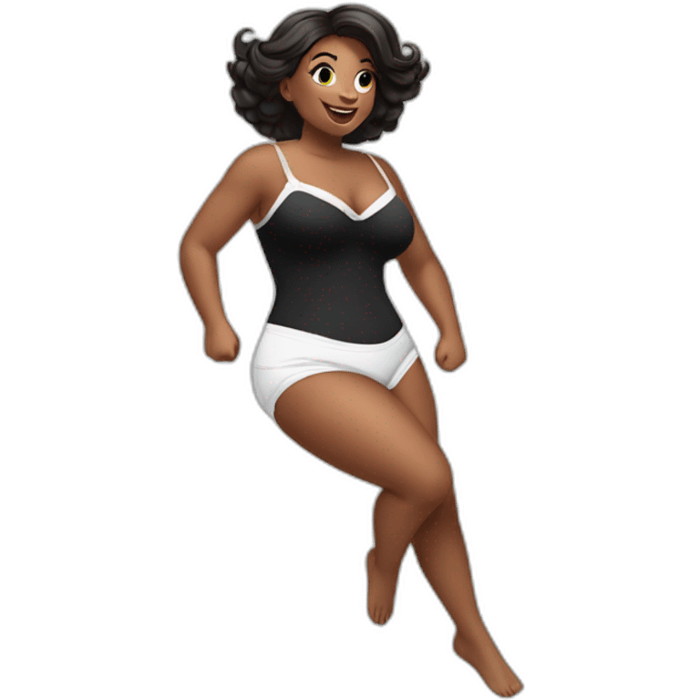 curvy beauty jumping white small knickers black dress emoji