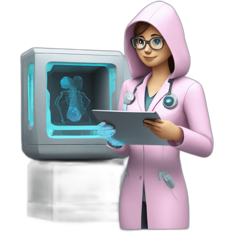 Futuristic-Biomedical-Engineer-studying-hologram-3d-model-of-breast emoji